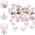 50 Sets Pearl Buttons No Sew Buttons for Clothes, 10mm Pearl Brooch Pins Reusable for Women, Pink Safety Pins for Dresses, Shirts, DIY Crafts, Fashion Decorative Accessories