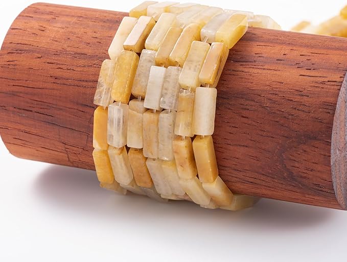 Natural Yellow Jade Rectangle Tube Beads 4x13mm 38cm/str Loose Semi Gemstone Stone Beads for Making Bracelets Necklace Earrings