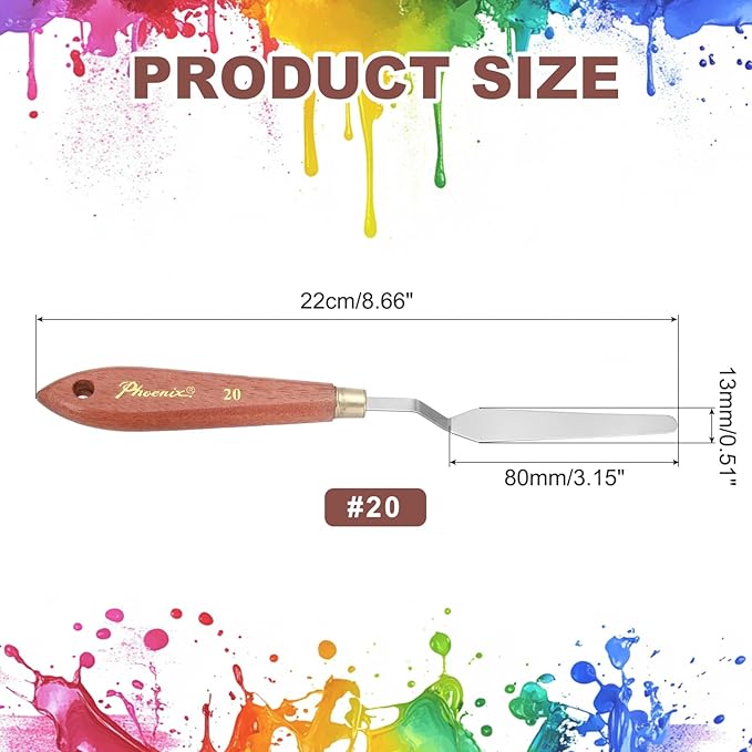 MECCANIXITY Pack of 1 Palette Knife No.20, 7.5" Long Palette Knives with Stainless Steel Flexible Spatula Pallet Knife and Wood Handle for Scraping, Mixing, Oil Acrylic Painting Canvas
