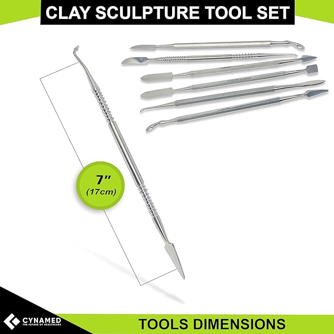 CYNAMED Stainless Steel Spatula Wax & Clay Sculpting Tool Carver Set (7PK)