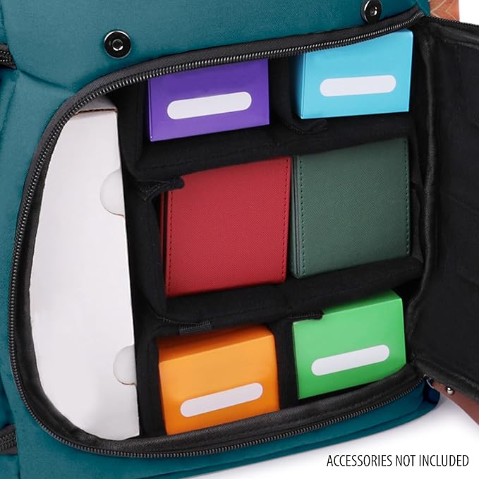 ENHANCE Designer Edition TCG Backpack - MTG Deck Bag Card Binder Space, TCG Deck Box Storage, MTG Playmat Holder - Card Storage Compatible with Magic the Gathering, Pokemon, Lorcana (Canvas Green)