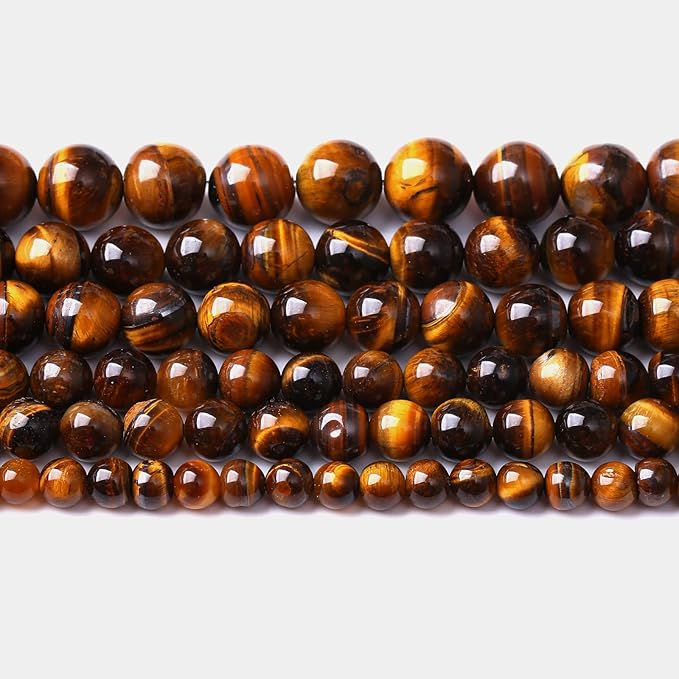 12mm 32pcs Natural Iron Yellow Tiger Eye Stone Beads for Jewelry Making Healing Energy Beads DIY Bracelet Necklace (12mm, Iron Yellow Tiger Eye Stone)