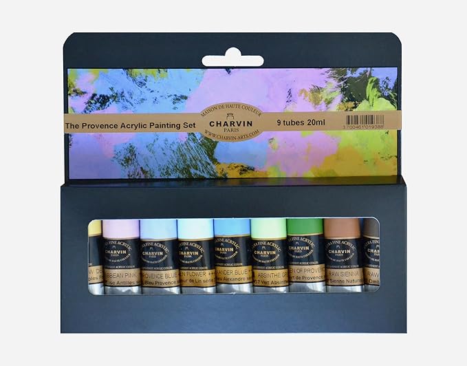Charvin Extra Fine Professional Acrylic Paint Set for Artists, Provence Colors - Bonjour Set of 9, 20 ml Tubes, Triple-Milled, Lightfast Pigments, Artist Acrylic Paints in Nature-Inspired Hues