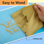 RENLITONG Matte Golden Iron on Vinyl Roll -12Inch x 13ft HTV Heat Transfer Vinyl for T-Shirt HTV Rolls for All Cutter Machine - Easy to Cut & Weed for Heat Vinyl Design