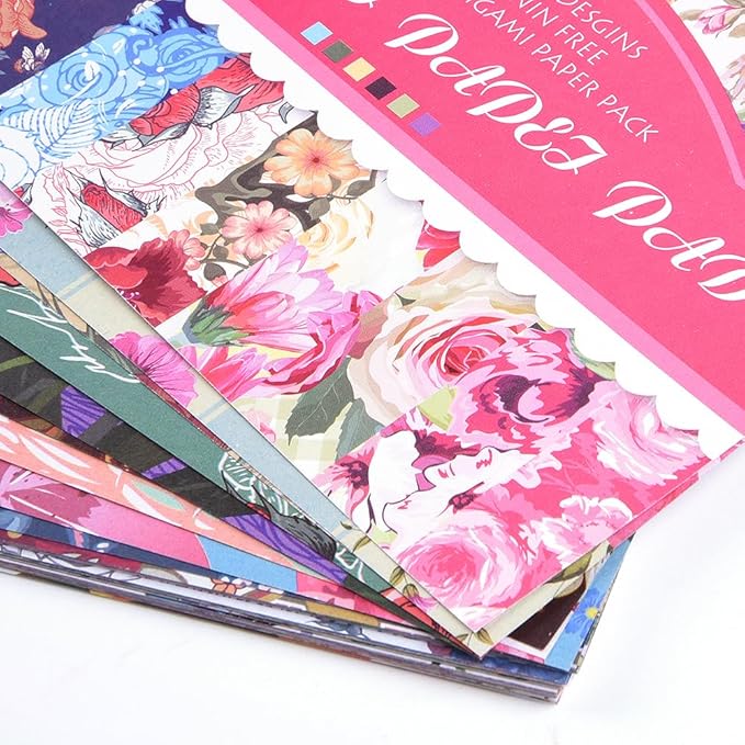 Origami Paper Kit 50 Sheets 70GSM 6 Inch Square Double Sided Color 50 Vivid Japanese Washi Chiyo Colors for Hand Crafts Origami Paper Arts Creativity.Rose