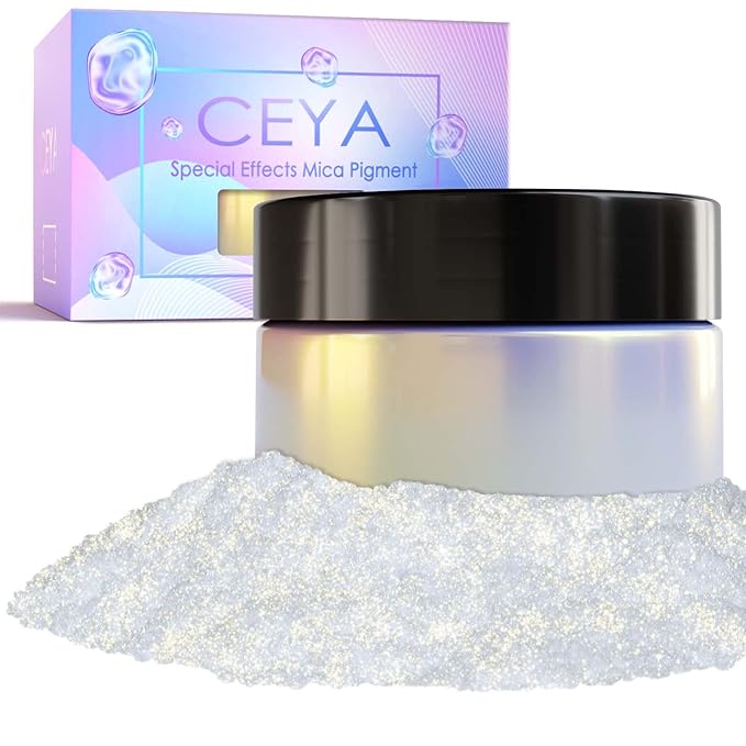 Ceya Interference Mica Powder, 1.8oz/ 50g Ghost Gold Chrome Nail Powder, Cosmetic Grade Pearlescent Effect Color Shift Pigment for Epoxy Resin, Makeup, Nail Polish, Soap Dye, Candle Making,Slime,Paint