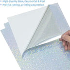 Printable Holographic Sticker Paper,20 Sheets 11 x 8.5''five-pointed star Printable Waterproof Sticker,Rainbow Vinyl Sticker for Inkjet or Laser Printer