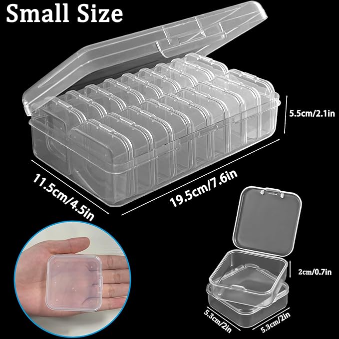 DUOFIRE 18 Pieces Plastic Bead Organizer, Craft Organizers and Storage Bead Storage Containers Small Transparent Boxes with Hinged Lid for Modular Storage of Small Parts, Diamonds, DIY Art, Jewelry