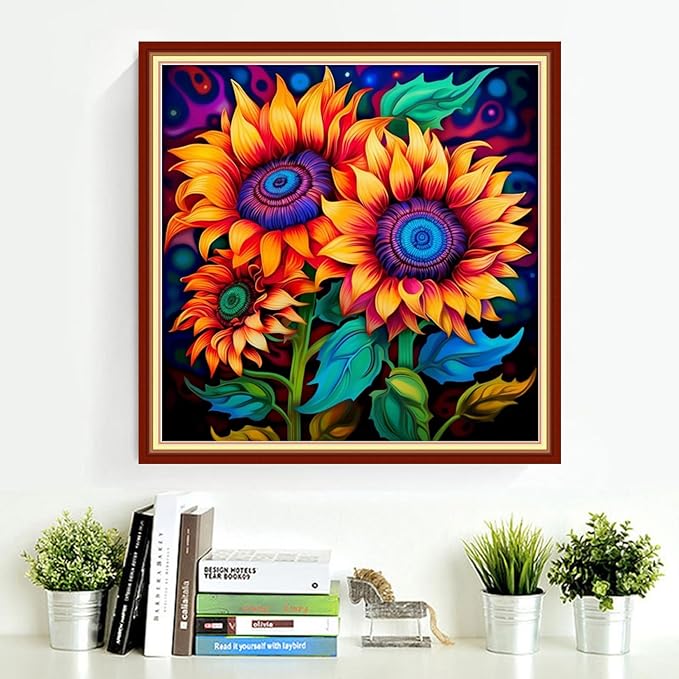 DMCVIVR Stamped Cross Stitch Kits for Adults Beginners Embroidery Kits 11CT Needlepoint Kits Cross Stitch Patterns Embroidery Patterns- Magic Sunflower 18x18 inch