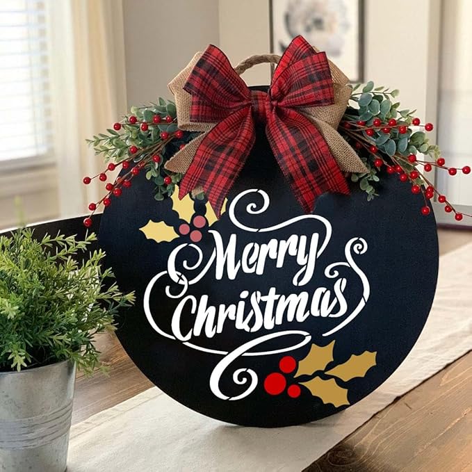 Christmas Stencils for Painting on Wood Let It Snow Stencil for Porch Sign Merry Christmas Stencil Believe Snowman Holiday Stencils for Crafts Reusable