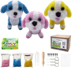 Needle Felting Kit, 3 Pcs Dog Wool Needle Felting Kit for Beginners & Adult, Animal Doll Making Set with Video Instruction, Craft Party Supplies, Tools & Foam Pad, DIY Home Decor, Birthday Gift