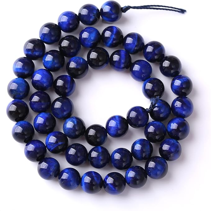 Natural Stone Lapis Blue Tiger Eye Beads Round Loose Spacer Beads for Jewelry Making DIY Bracelet Necklace 4mm 90pcs(Natural Lapis Blue Tiger, 4mm)