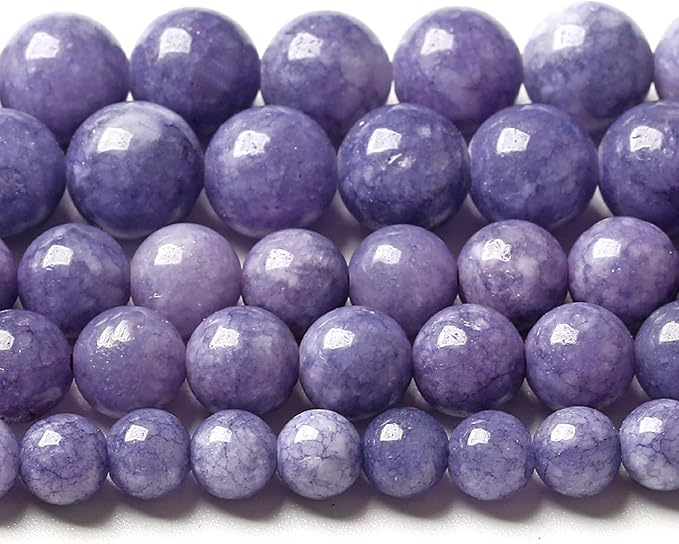 6MM Lavender Purple Chalcedony Natural Stone Round Loose Beads for Jewelry Making and Crafting 120pcs 2 Strands 32"