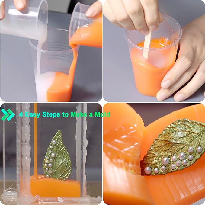 BBDINO Silicone Mold Making Kit, 15A Fast Cure Silicone for Mold Making 2.2 lb(35 Oz), 1A:1B Ideal for Resin/Soap/Candle/Silicon Molds Casting