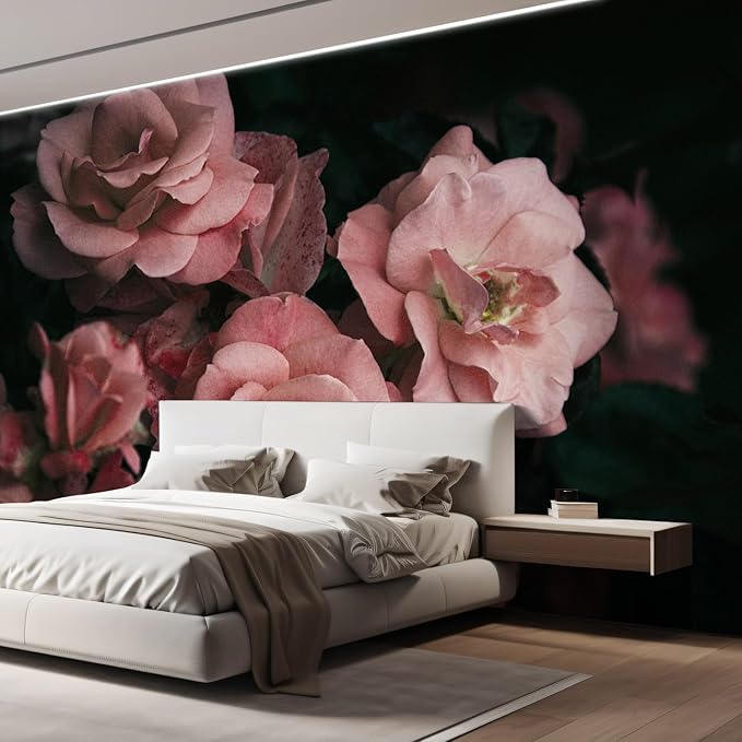 wall26 Removable Wall Sticker/Wall Mural Close Up Dark Rose Flower Blossoms Nature Wilderness Photography Decorative Botanical Relax/Calm Floral for Living Room, Bedroom, Office - 120x192 inches