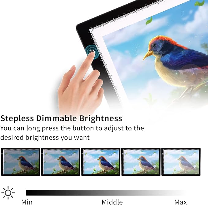 A4 Ultra-thin Portable LED Light Box Tracer with 4 Magnets, Type C USB Power Cable Stepless Dimmable Brightness Tracing Light Pad for Weeding Vinyl Tattoo Drawing X-ray Viewing Diamond Painting