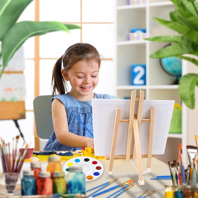 AROIC 8 Pack 15 Inch Wood Easels, Easel Stand for Painting Canvases, Art, and Crafts, Tripod, Painting Party Easel, Kids Student Table School Desktop, Portable Canvas Photo Picture Sign Holder.
