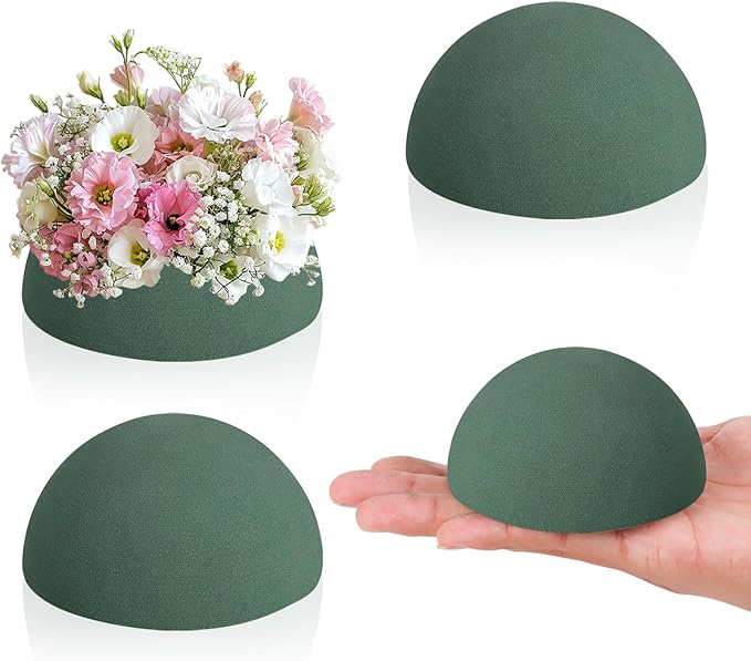 LOKIPA 4 Pack Small Floral Foam Half Ball, Floral Foam Round Half Ball Floral Foam for Artificial Plant Floral Arrangement Wedding Garden Decorations(3.54x1.77inch)