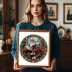 Wooden Puzzles Adults, Maine Cat Library Wooden Puzzles 300 Pieces, Unique Animal Shaped Wood Challenging Jigsaw Puzzles Gifts for Adults, 13.4x13.4in