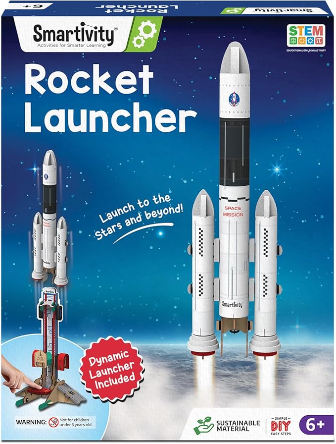 Smartivity Rocket Launcher STEM Kit for Kids 6, 7, 8, 9, 10, 11, 12 Years Old | Build Your Own Rocket and Launcher | Christmas, Birthday Gift for Smart Kids | DIY Science Toy for Boys & Girls