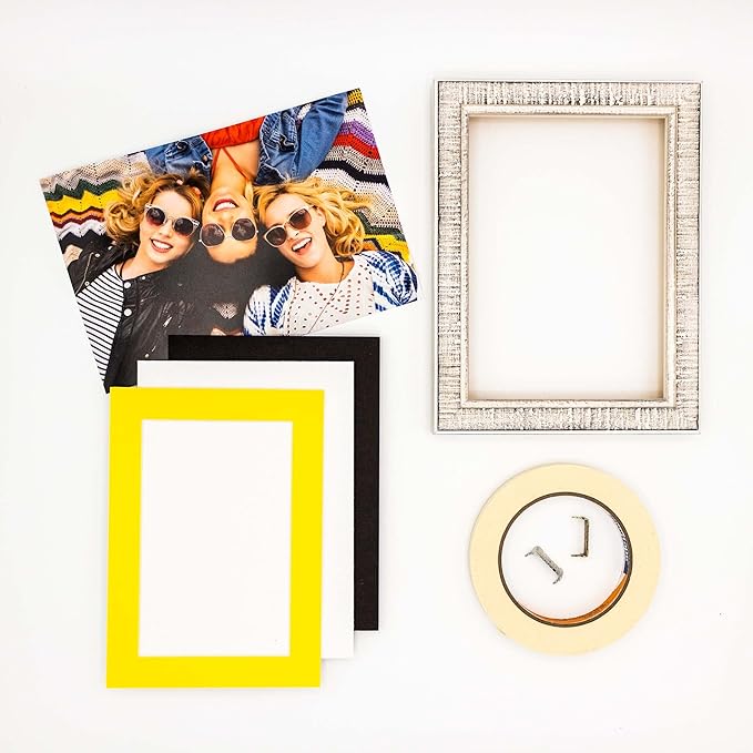 5x7 Mat for 8.5x11 Frame - Precut Mat Board Acid-Free Show Kit with Backing Board, and Clear Bags Yellow 5x7 Photo Matte Made to Fit a 8.5x11 Picture Frame Matboard for Framing, Pack of 10 Mats