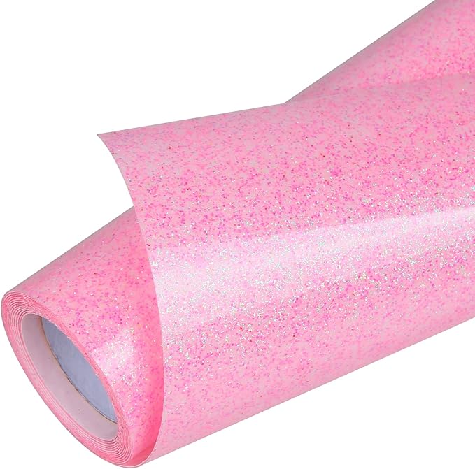 TORC Pink Glitter HTV Heat Transfer Vinyl Roll 12 inch x 5 ft Iron on Vinyl for T Shirts Crafts