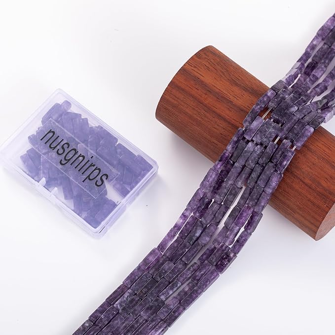 Natural Amethyst Rectangle Tube Beads 4x13mm 38cm/str Loose Semi Gemstone Stone Beads for Making Bracelets Necklace Earrings