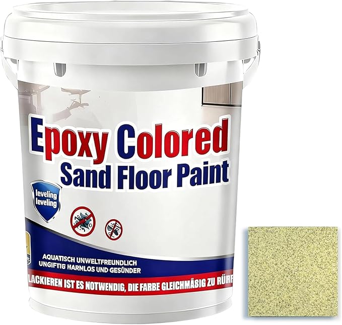 Epoxy Colored Sand Floor Paint, Epoxy Floor Paint for Concrete, High Gloss Marble Effect Coating, Waterproof Non-Slip Concrete Paints, Suitable for Indoor/Outdoor Use (Yellow,640 oz/20 kg)