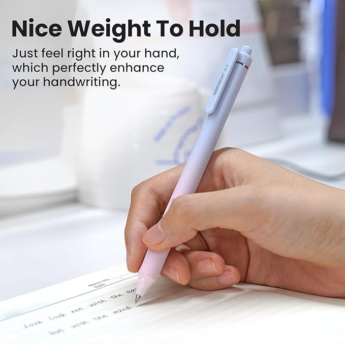 WRITECH Gel Pens Fine Point: 0.5mm Black Ink Retractable 4ct Smooth Writing No Bleed with Aesthetic Gradient Color Pen Barrel for Journaling Note Taking Sketching