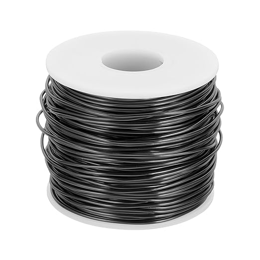 MECCANIXITY 15 Gauge Anodized Aluminum Craft Wire Bendable Bonsai Training Wire 223 Feet 1.5mm for Sculpting Crafts Wreath Floral Beading Jewelry Making, Black