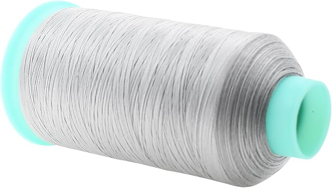 Mandala Crafts Bonded Nylon Thread Silver Heavy Duty Sewing Threads - 2843 YDs Size 46 210D T45 Tex 45 Thread for Leather Jeans Weaving Outdoor Marine Upholstery Threads