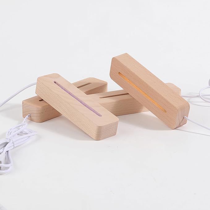 Resin Casting Mold Silicone Mold Supplies 2 Pack 6 Inch Rounded CuboidLed Wood Led Base Rectangle Led Light Base 1Pcs White LED Base and 1Pcs Multicolor LED Base