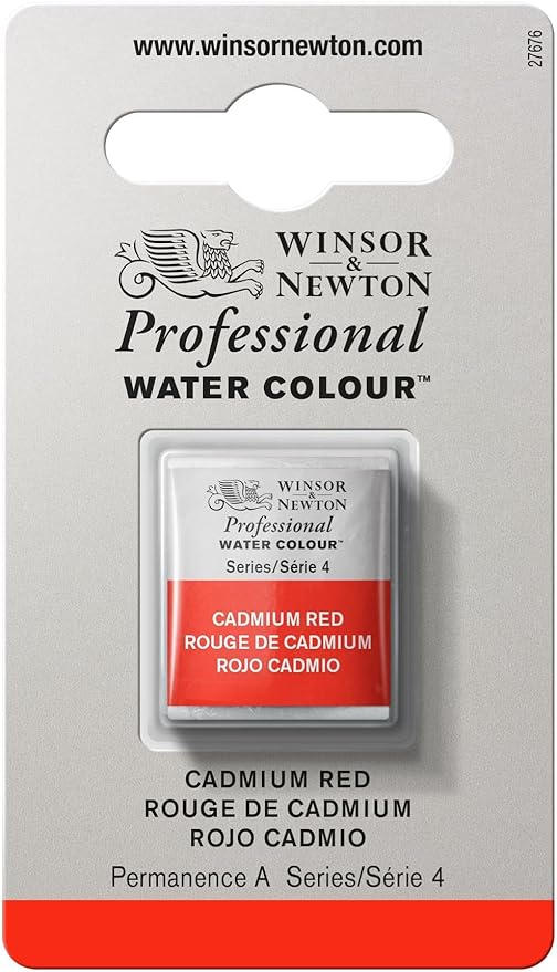 Winsor & Newton Professional Water Colour Paint, Half Pan, Cadmium Red