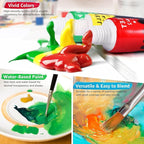 Colorful Acrylic Glass Paint Set with 6 Brushes, 1 Palette, 12 Colors Stain Glass Paints for Wine, Waterproof Acrylic Enamel Paint Kit to Create Translucent Arts on Porcelain, Window & Ceramic