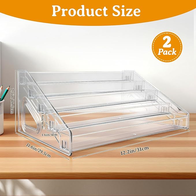 2 Pack 5 Tier Acrylic Card Display Stand, 12" Trading Card Display Rack, Clear Card Stand for PSA Cards, Baseball Cards, Sports Cards, Football Cards, Business Cards and Stickers