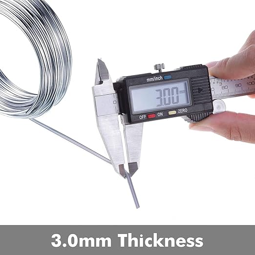 Aluminum Wire, Anezus 9 Gauge 12 Gauge 18 Gauge Bendable Metal Wire Armature Aluminum Craft Wire for Wreath Making Beading Floral (Silver, 3 mm Thickness)