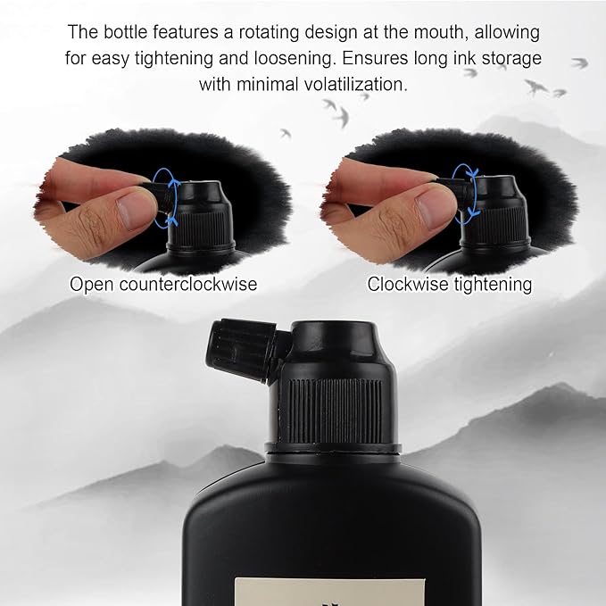 120 ML/4 OZ Calligraphy Ink - Versatile Elegance Chinese Brush Ink for Beginner Practice Traditional Art Works and Japanese Brush Black Ink
