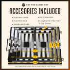 Get The Games Out Backgammon Set, Classic Board Game Case, 2 Players, Includes Strategy & Tip Guide, Perfect for Parties and Family Game Nights - Large, Black