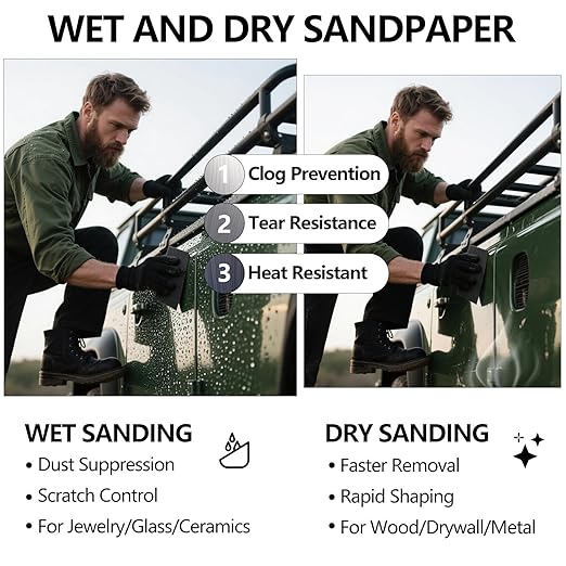 5000 Grit Sandpaper, 9 x 11 Inch Wet Dry Sand Paper Hand Abrasive Sanding Sheets for Wood Metal Automotive Sanding and Polishing, Extra Fine - 5 Sheets