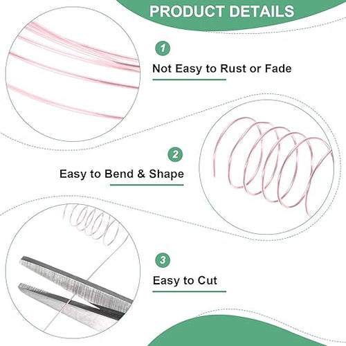 0.5 mm/24 Gauge Copper Wire for Jewelry Making, 20.3FT Copper Beading Craft Wire for Jewelry/Weaving/DIY Crafting/Planting, Color-Retaining [6.2M, Rose Gold]
