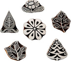 Lot of Six Floral and Leaves Design Wooden Bllock Stamps/Tattoo/Indian Textile Printing Blocks