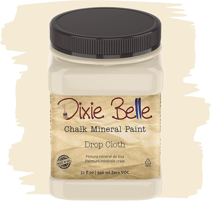 Dixie Belle Paint Company Chalk Finish Furniture Paint - Drop Cloth (32oz) - Matte Linen White Chic Chalk Mineral DIY Furniture Paint