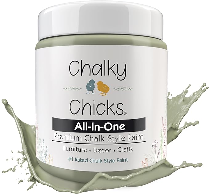 Chalky Chicks 8 Fl Oz Matte Mountain Green (Sage Green) Chalk Paint for Furniture Without Sanding - No Prep Furniture Paint No Sanding All in One for Crafts, Wood, Walls, Cabinet, Metal, Dresser