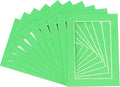5x7 Mat for 8.5x11 Frame - Precut Mat Board Acid-Free Show Kit with Backing Board, and Clear Bags Bright Green 5x7 Photo Matte Made to Fit a 8.5x11 Picture Frame Matboard for Framing, Pack of 100 Mats