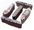 HASHCART® Pottery Printing Blocks Stylish Border Pattern Wooden Stamps (Set of 5) Handcarved Indian Textile Printing Blocks, Wooden Clay Stamps for Crafting on Fabric, Card