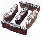 HASHCART® Pottery Printing Blocks Stylish Border Pattern Wooden Stamps (Set of 5) Handcarved Indian Textile Printing Blocks, Wooden Clay Stamps for Crafting on Fabric, Card