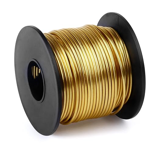 Aluminum Craft Wire, 75 Feet 1.5mm/ 16 Gauge Gold Bendable Soft Metal Aluminum Wire Roll Bulk for DIY Crafts Sculpting Jewelry Making