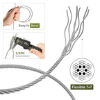 1/8 Inch Stainless Steel Cable Kit 164FT, 7 x 7 Strands Wire Rope with Aluminium Sleeves & Thimbles for Deck Railing, String Light Hanging, Shade Sail, Garden and DIY Projects