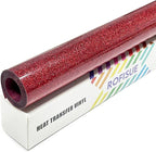 Red Glitter Heat Transfer Vinyl 12Inch*6FT Glitter Iron on Vinyl for T Shirts Easy to Cut and Weed Compatible with All Cutter Machines HTV Iron on Vinyl for Cricut(Red 12Inch*6FT)