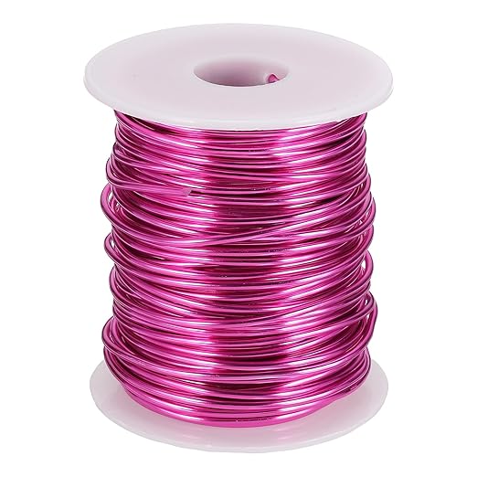 uxcell 12 Gauge / 2mm Anodized Aluminum Wire for Jewelry Craft Making, 102 Feet Bendable Flexible Wire for DIY Home Decor Gardening Sculpture, Rose Red